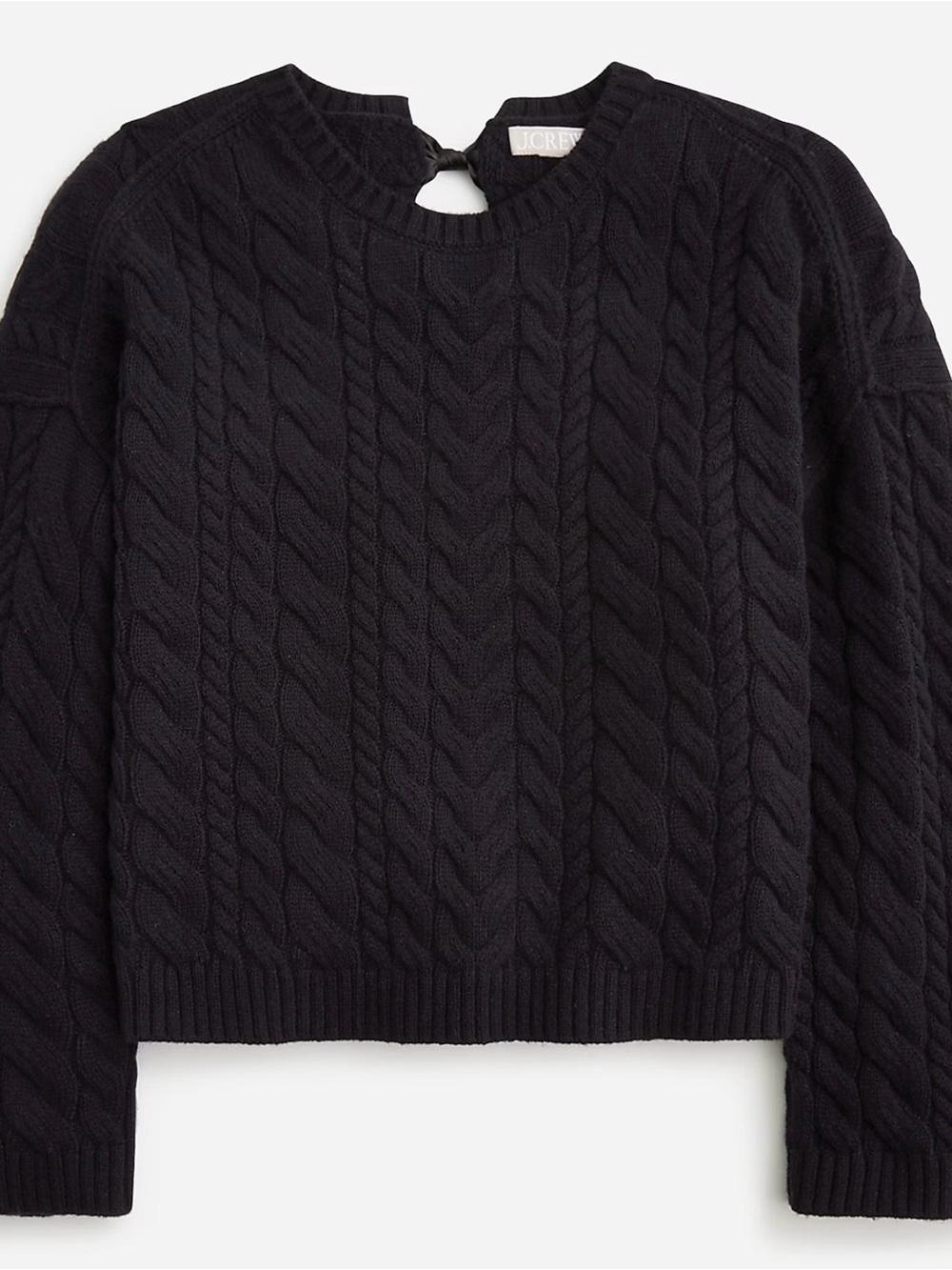 J Crew Classic Cable Knit Women's Sweater - Black NWT Cropped